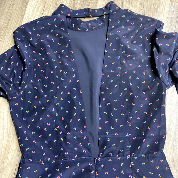 JOA J.O.A REVOLVE Bell Sleeve Open Back Dress Navy Geometric sz Small - Picture 12 of 13